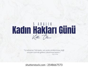 5 Aralık: Dünya Kadın Hakları Günü özel tasarımı. translate:December 5th: Special Design for World Women's Rights Day