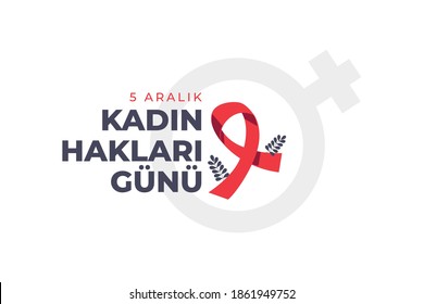 5 Aralık Kadın Hakları günü. Translation: 5 December Women's Rights Day