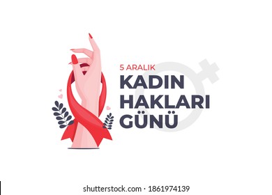 5 Aralık Kadın Hakları Günü. Translation: 5 December Women's Rights Day