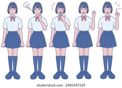 5 tipos de expresiones femeninas de estudiante de estilo anime