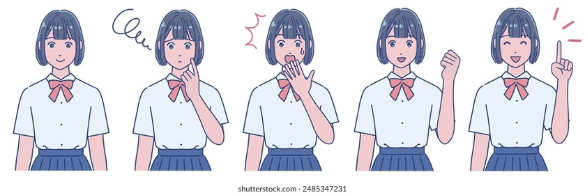 5 Arten von weiblichen Studentenausdrücken im Anime-Stil