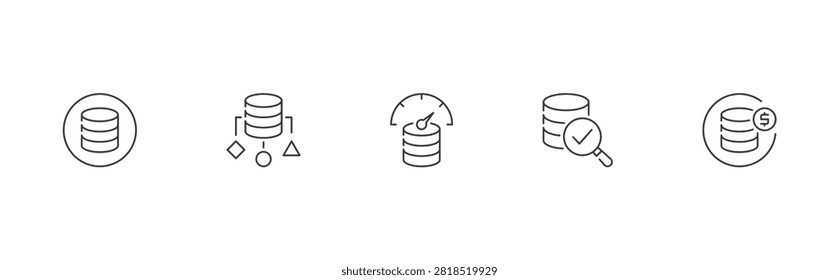 5 V of Big Data icon set containing volume, variety, velocity, veracity and value vector concept illustration