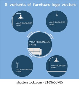 5 variants of furniture logo Vectors