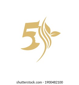 5 Vector abstract logo, branding design templates in trendy linear minimal style, emblem for beauty studio and cosmetics - female portrait, beautiful woman's face - badge for make up artist, fashion