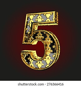 5 vector black letter with gold