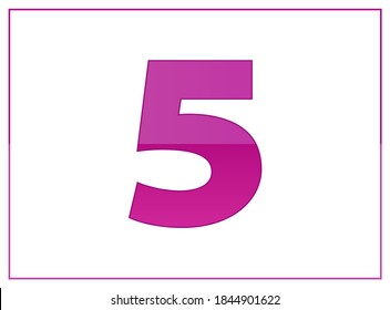 5 vector font, made of dark and light purple colors. For number logo, brand label, creative poster and more. İsolated illustration with thin frame on white background