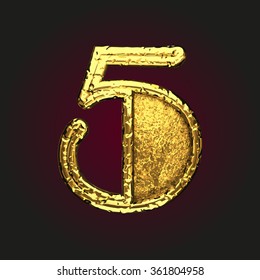 5 vector golden letter