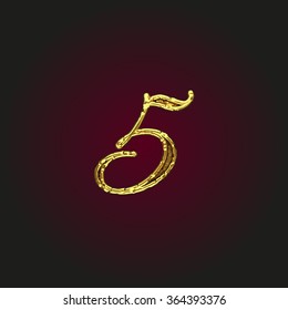 5 vector golden letter
