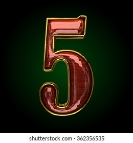 5 vector golden letter with red wood
