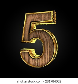 5 vector golden letter with wood