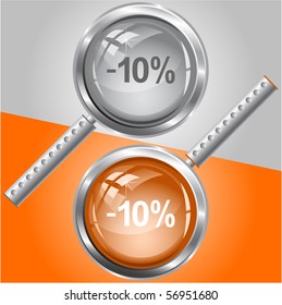 -5 %. Vektorvergrößerungsglas.