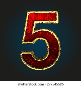 5 vector red letter with gold
