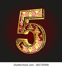 5 vector red letter with gold