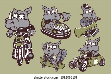 
5 Vector Rhino Cartoon Character