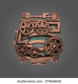 5 vector rusted letter with gears