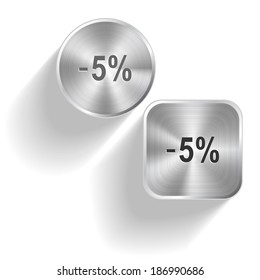 -5%. Vector set steel buttons