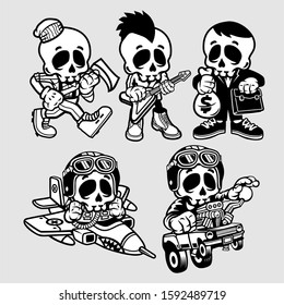5 Vector Skull Cartoon Character