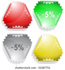-5%. Vector sticker.