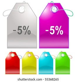 -5%. Vector tags.