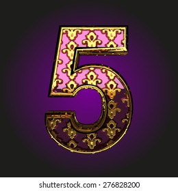 5  vector violet letter with gold