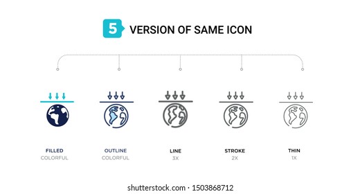5 version of aerosphere icon such as two color filled, colorful outline, simple line, stroke and thin vector illustrations can be use for web and mobile
