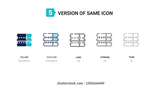 5 version of barrell icon such as two color filled, colorful outline, simple line, stroke and thin vector illustrations can be use for web and mobile