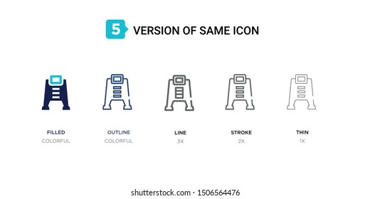 5 version of composter icon such as two color filled, colorful outline, simple line, stroke and thin vector illustrations can be use for web and mobile