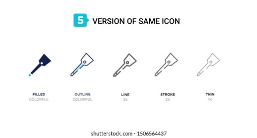 5 version of digging bar icon such as two color filled, colorful outline, simple line, stroke and thin vector illustrations can be use for web and mobile