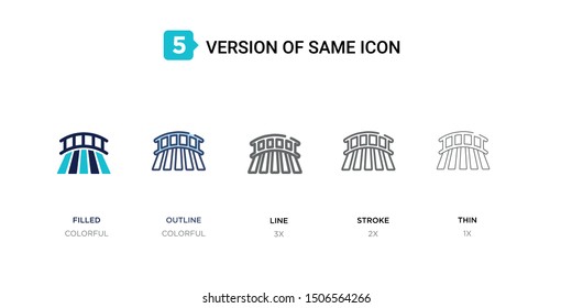 5 version of farm field icon such as two color filled, colorful outline, simple line, stroke and thin vector illustrations can be use for web and mobile
