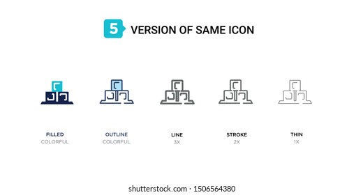 5 version of hay bale icon such as two color filled, colorful outline, simple line, stroke and thin vector illustrations can be use for web and mobile