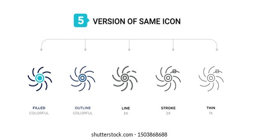 5 version of milky way icon such as two color filled, colorful outline, simple line, stroke and thin vector illustrations can be use for web and mobile