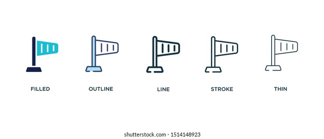 5 version of right wing icon such as two color filled, colorful outline, simple line, stroke and thin vector illustrations can be use for web and mobile