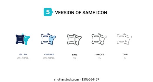 5 version of sack icon such as two color filled, colorful outline, simple line, stroke and thin vector illustrations can be use for web and mobile