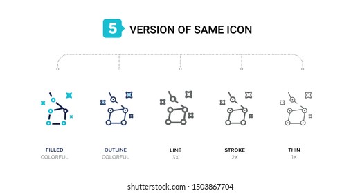 5 version of ursa major icon such as two color filled, colorful outline, simple line, stroke and thin vector illustrations can be use for web and mobile