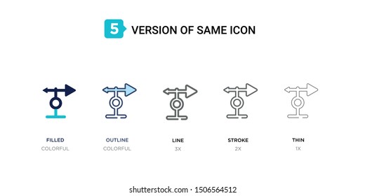5 version of vane icon such as two color filled, colorful outline, simple line, stroke and thin vector illustrations can be use for web and mobile
