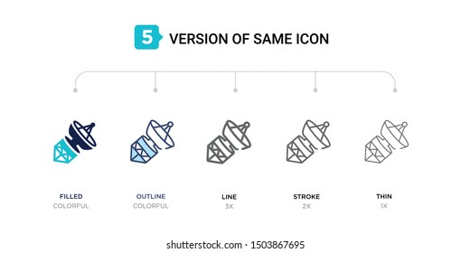 5 version of voyager icon such as two color filled, colorful outline, simple line, stroke and thin vector illustrations can be use for web and mobile