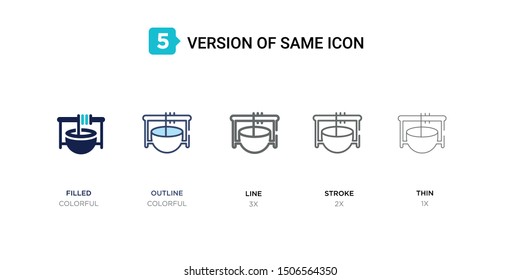 5 version of well icon such as two color filled, colorful outline, simple line, stroke and thin vector illustrations can be use for web and mobile