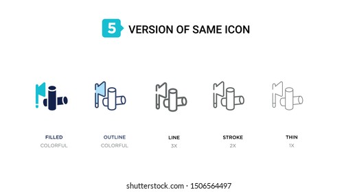 5 version of wood chop icon such as two color filled, colorful outline, simple line, stroke and thin vector illustrations can be use for web and mobile