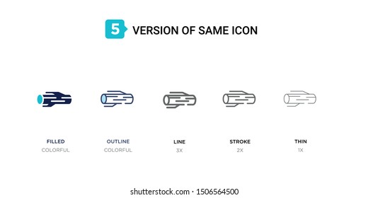 5 version of wood logs icon such as two color filled, colorful outline, simple line, stroke and thin vector illustrations can be use for web and mobile