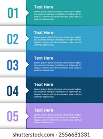 5 Vertical infographic options design template. Business presentation, Banner, Brochure, Poster and Plan. Vector illustration.