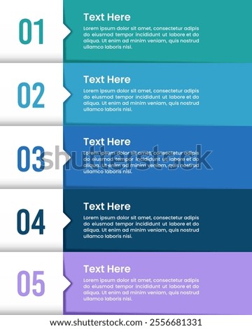 5 Vertical infographic options design template. Business presentation, Banner, Brochure, Poster and Plan. Vector illustration.