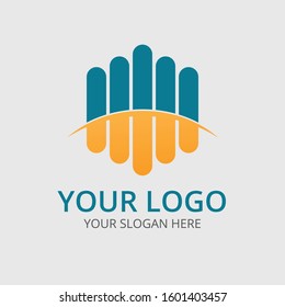 5 vertical line logo with cutting shape vector design