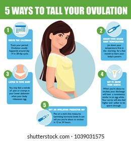 5 ways to tall your ovulation. Preparation for pregnancy. Detailed vector Infographic.