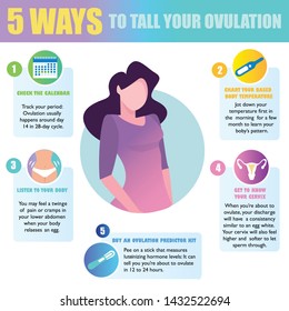 5 ways to tall your ovulation. Preparation for pregnancy. Detailed vector Infographic.