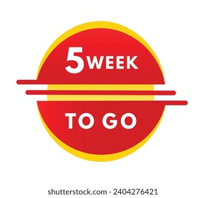 5 week to go banner, design sticker icon. count time sale or promo for websites, advertising. modern Vector on white background.