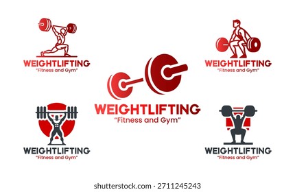 5 Logo de levantamiento de pesas Set Strength Barbell Athlete Identity Colección