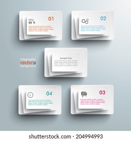5 white rectangles on the grey background. Eps 10 vector file.