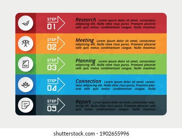 5 work steps of any business, company, organization, marketing, planning and presentation through infographic design.