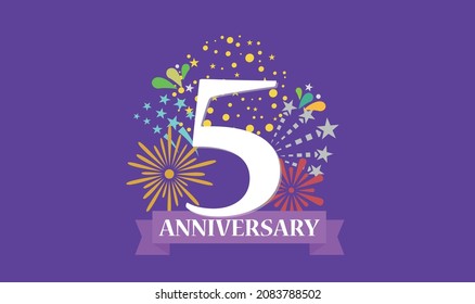 5 Year Anniversary Banner Open Burst Stock Vector (Royalty Free ...