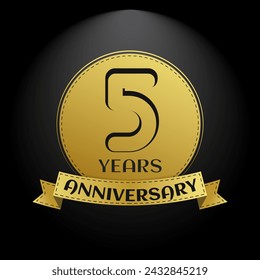 5 Year Anniversary Celebration. Happy 5th year Anniversary design element. Vector illustration for banner, greeting card, invitation card with Wedding party event decoration.